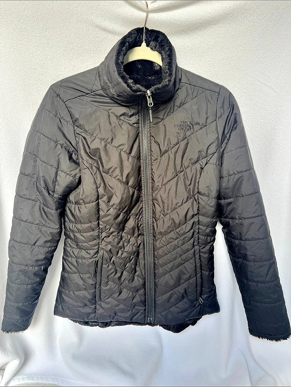 The North Face Quilted Fleece-Lined Fully Reversible Jacket Black Like New
